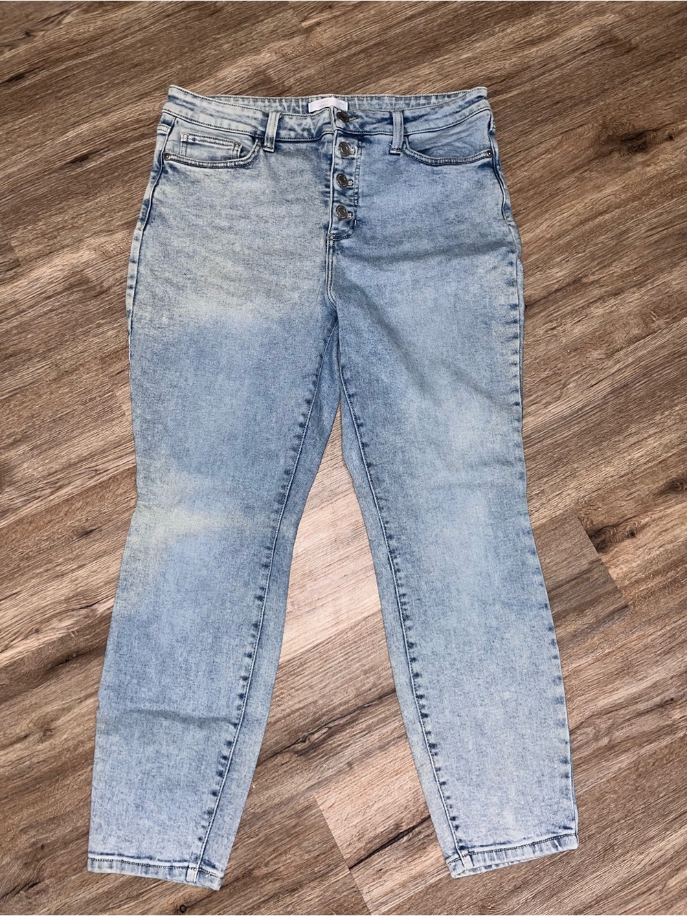 LC Lauren Conrad High-Rise Light Blue Button Fly Jeans